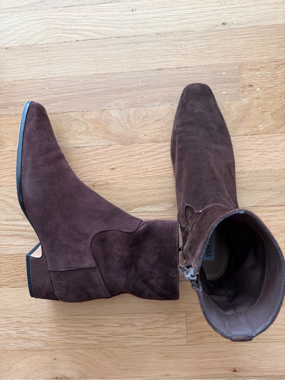 Steve Madden Brown Suede Square Toe Ankle Booties